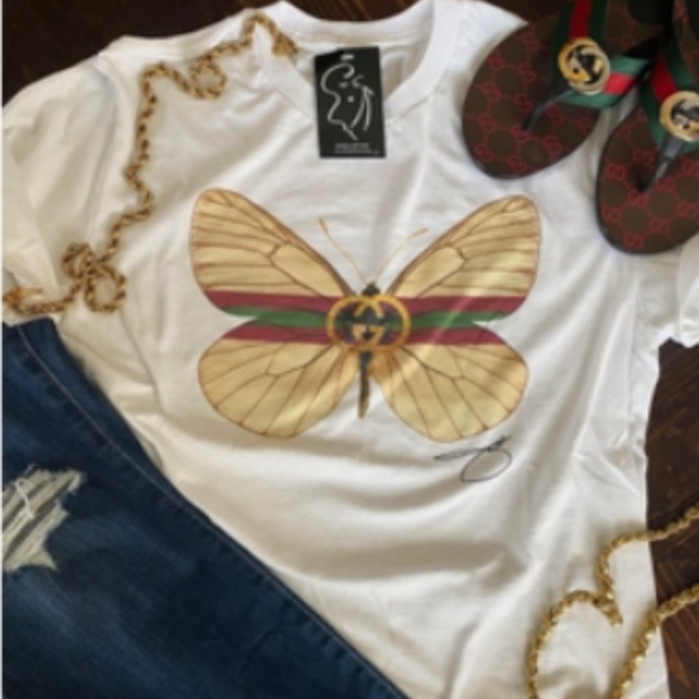 G butterFly tee gucci
